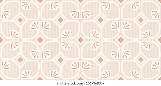 Vector vintage sin fisuras en estilo art deco. Patrón floral retro sin fisuras con plantas geométricas abstractas.