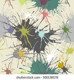 Vector vintage seamless pattern of blots of different sizes and pale colors.
