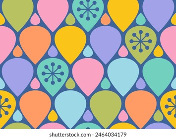 Vector vintage seamless pattern for Christmas or birthday. Retro funny pattern for holidays with snowflakes