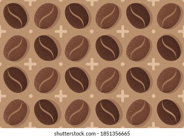 Vector vintage seamless pattern with coffee beans. Retro pattern with coffee bean