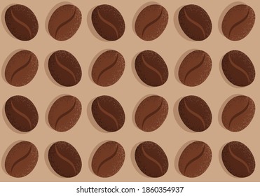 Vector vintage seamless pattern with coffee beans. Retro pattern with coffee bean