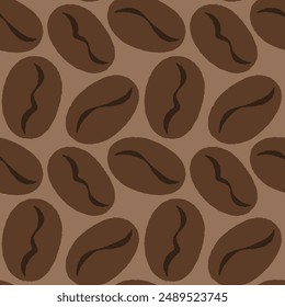 Vector vintage seamless pattern with coffee beans. Retro pattern with coffee bean