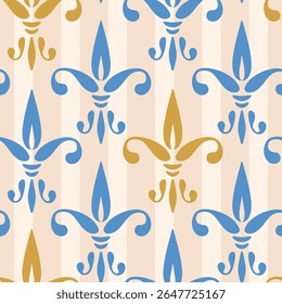 Vetor vintage sem emenda padrão Fleur de lis. Vintage padrão flor de lis. Padrão real.