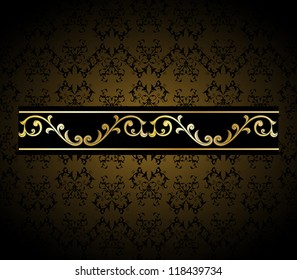 vector vintage seamless pattern and seamless floral golden retro border, seamless pattern in swatch menu,