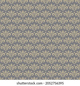 Vektor Vintage nahtloses Muster mit floralen Elementen auf grauem Hintergrund.