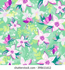 Vector vintage seamless pattern with flowers