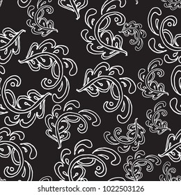 Vector vintage seamless pattern with hand-drawn leaves and flowers. Wild and free. Perfect for invitations, greeting cards, quotes, blogs, posters.