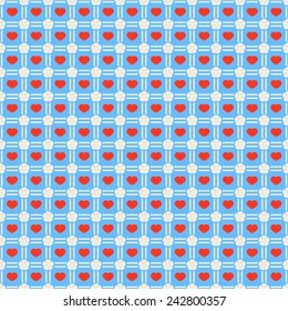 Vector vintage seamless pattern hearts and flowers.