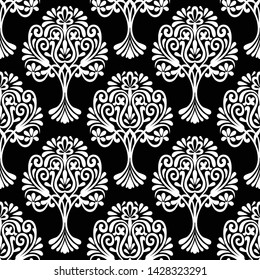 Vector  Vintage Seamless Pattern on black and white