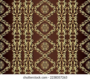 Image vectorielle motif harmonieux vintage sur fond marron dégradé
