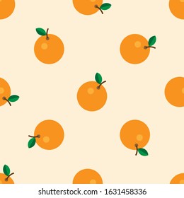 Vector vintage seamless pattern with oranges and leaves. Retro pattern with oranges.