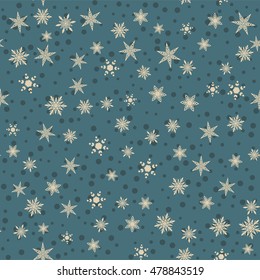 Vector vintage seamless pattern with snowflakes and circles