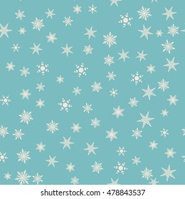 Vector vintage seamless pattern with snowflakes 