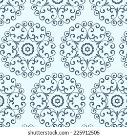 Vector vintage seamless pattern, wallpaper with curve. Repeating abstract background with curl