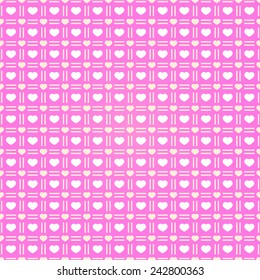 Vector vintage seamless pattern. White hearts on a pink background.