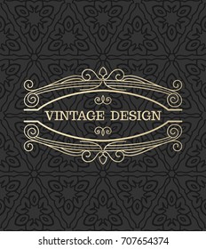 Vector. Vintage seamless wallpaper with a frame in retro style. Stylish design