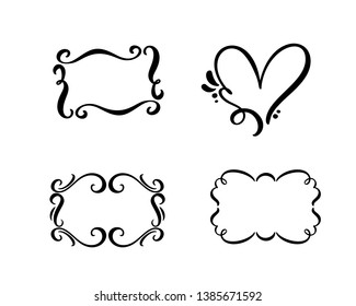 Vector vintage set of border frames engraving with retro ornament in antique rococo style decorative design