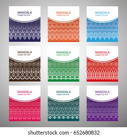 Vector vintage set of business cards. Floral mandala pattern and decoration. The layout of the Oriental style. Islam, Arabic, Indian, Ottoman motifs. Home page and page back. EPS 10