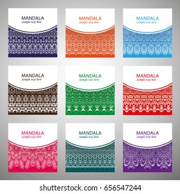 Vector vintage set of business cards. Floral mandala pattern and decoration. The layout of the Oriental style. Islam, Arabic, Indian, Ottoman motifs. Home page and page back. EPS 10