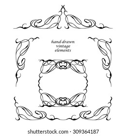 Vector Vintage set of calligraphic floral ornamental elements for design.