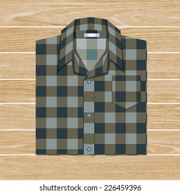 Vector vintage shirt and abstract vintage pattern on wood texture.