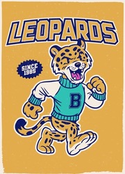Vector Of Vintage Shirt Design Of Leopard Athletic Mascot