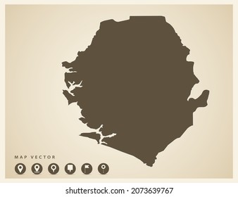 Vector vintage of Sierra Leone map on old background.