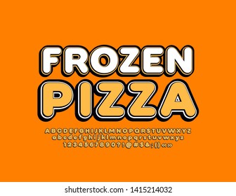 Vector vintage sign Frozen Pizza with 3D Alphabet. Set of Letters, Numbers and Symbols. Retro style Font