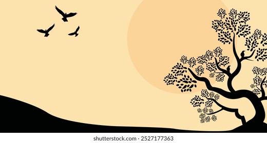 Fondo de primavera de silueta vintage de Vector