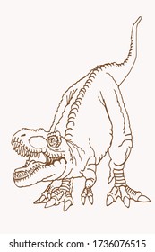 Vector vintage sketch of tyrannosaurus  , graphical illustration , dinosaur 