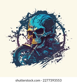 Ilustración de motocicleta de ciclismo de cráneo vectorial