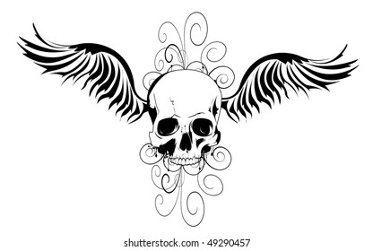  vector vintage skull with wings
