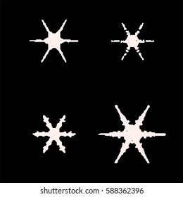 Vector vintage snowflake set . 4 original snow flakes for Christmas, New Year decoration. Hand drawn doodle objects. EPS10