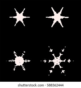 Vector vintage snowflake set . 4 original snow flakes for Christmas, New Year decoration. Hand drawn doodle objects. EPS10