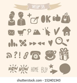 Vector vintage social icon set.