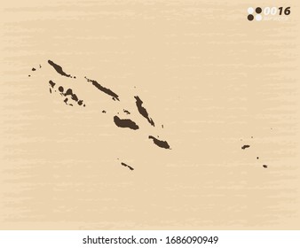 Vector vintage del mapa de las Islas Salomón en el viejo fondo de papel.