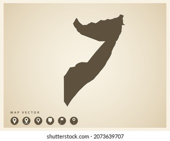 Vector vintage of Somalia map on old background.