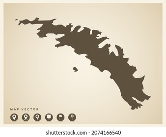 Vector Vintage Of South Georgia Map On Old Background.