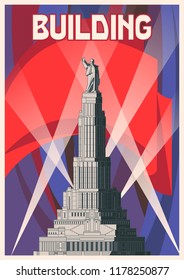 Vector Vintage Soviet Communism Propaganda Poster Stylization