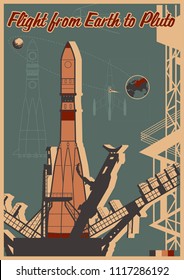 Vector Vintage Soviet Space Propaganda Poster Stylization