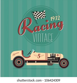 Vector Vintage Sport Racing Car