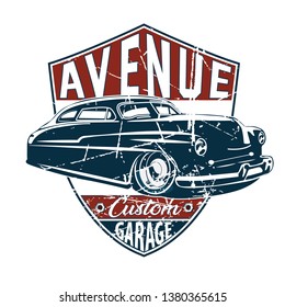 Vector vintage sport racing car, T-shirt Graphics, Vintage typography.  