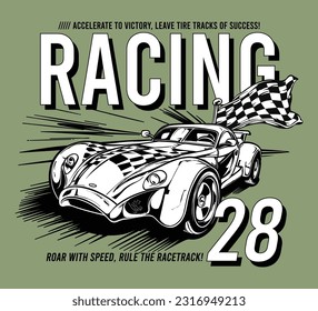 Vector vintage sport racing car, T-shirt Graphics, Vintage typography