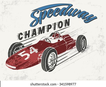 Vector vintage sport racing car, T-shirt Graphics, Vintage typography
