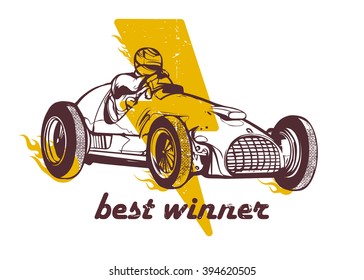 Vector vintage sport racing car