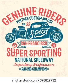 Vector vintage sport racing car, T-shirt Graphics, Vintage typography
