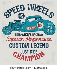 Vector vintage sport racing car, T-shirt Graphics, Vintage typography