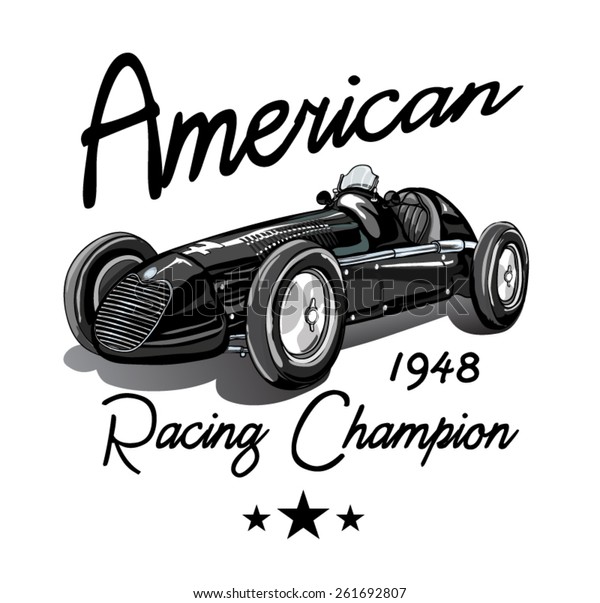 Vector vintage sport racing car.T-shirt\
Graphics.American Race.