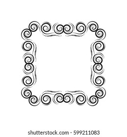 Vector vintage square frame, banner, logo or label with scroll elements and border. Calligraphy ornamental decorative square frame.