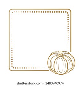 Vector vintage square frame on a white background with autumn pumpkin decoration.